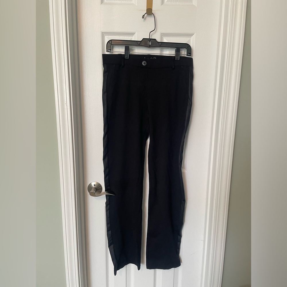 Betabrand Classic Dress Pant Straight Leg Tuxedo Stripe Black Yoga - Picture 3 of 6